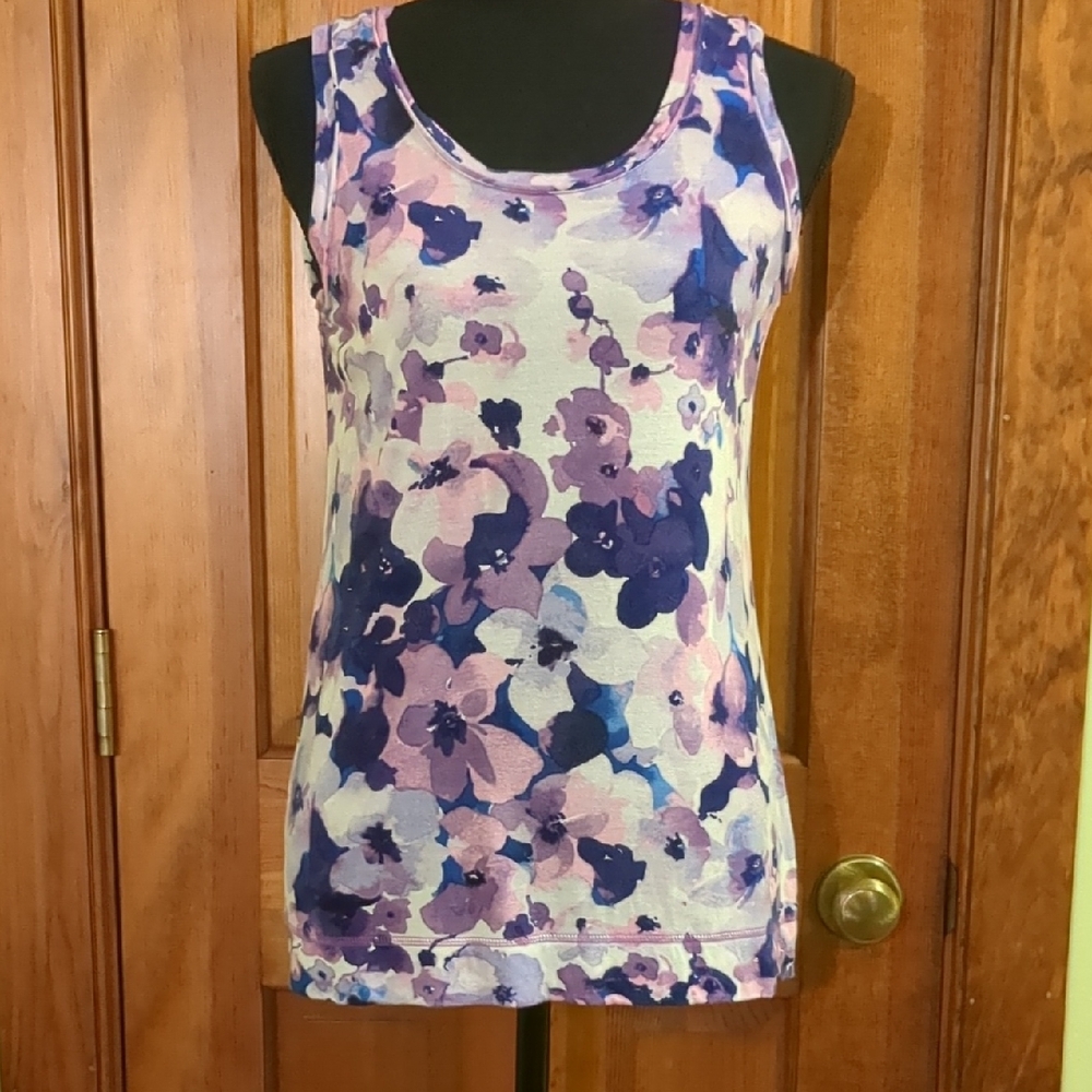 Simply Vera Vera Wang Floral Tank Top - Purple and Pink